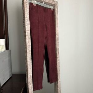 Anthropologie Faux Suede Leggings in Burgundy